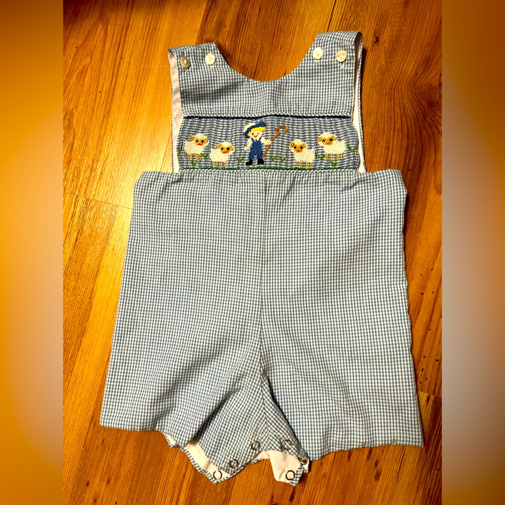 Shepherd boy and lambs smocked Jon Jon